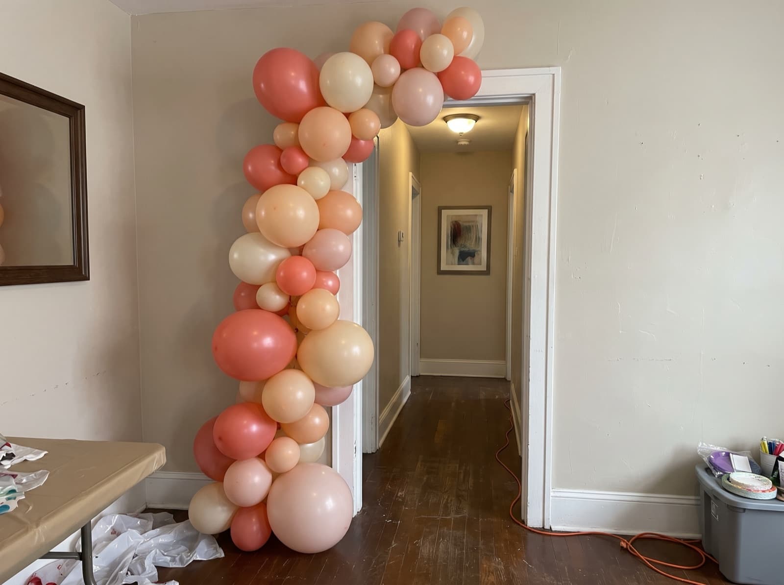 Balloon garland around a doorway